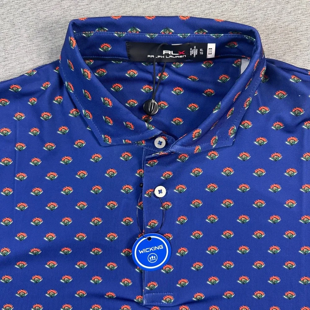 Ralph Lauren RLX Golf Polo Shirt Men's XL Royal AOP Floral Wicking Performance